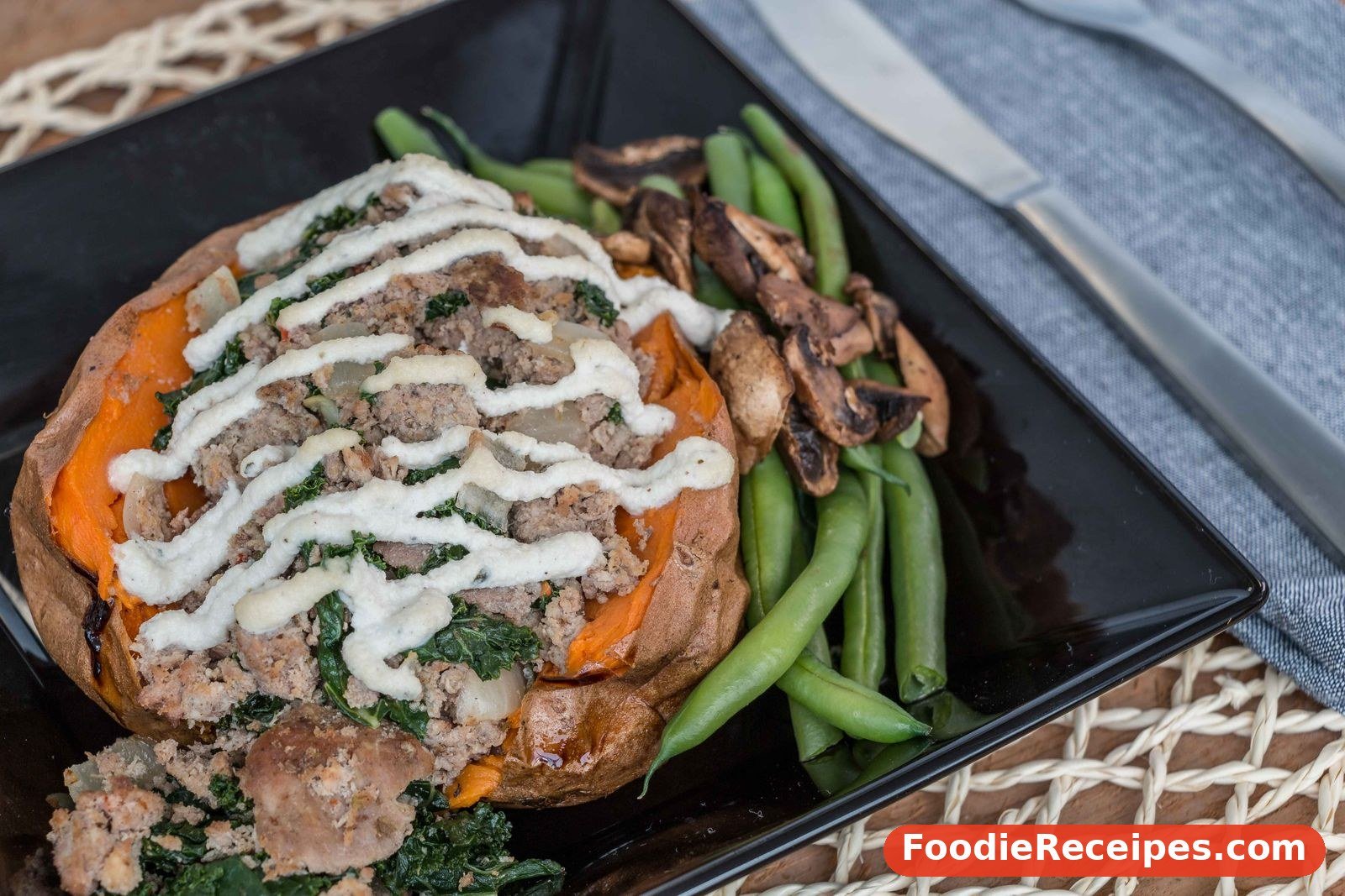 Sweet potato plate with green beans