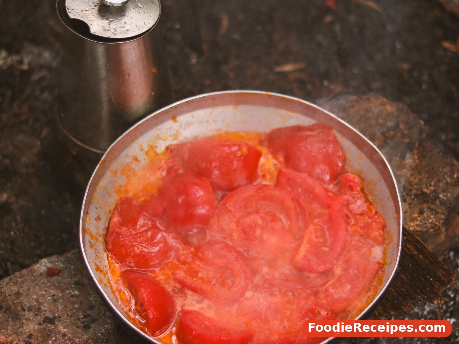 Tomatoes simmering in a pot